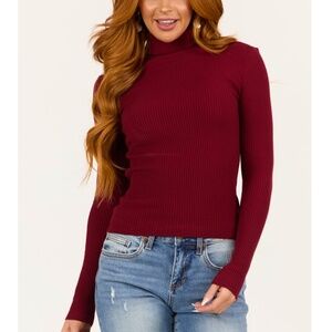 Express Maroon Long Sleeve Turtleneck